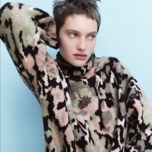 Zara floral sweater dress